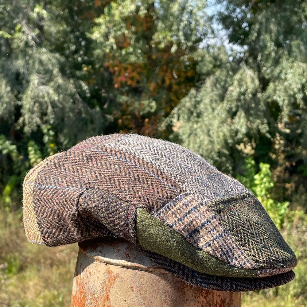 Mucros Weavers Workshop Killarney Ireland 100% Wool Patchwork Flat Cap Sz S